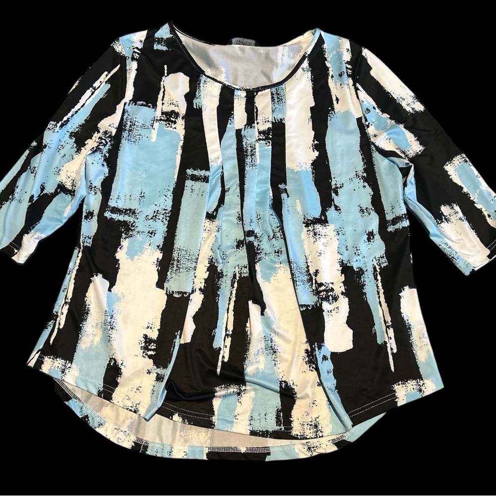 Bon Apple Tea Pleated Front Blouse 2X